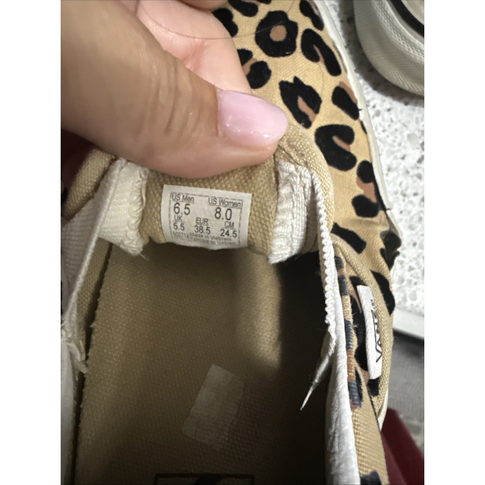 UsexVANS SLIP-ON 59 LOW UNISEX 6.5/8 Classic Slip On 500714 Leopard True White - Picture 7 of 7